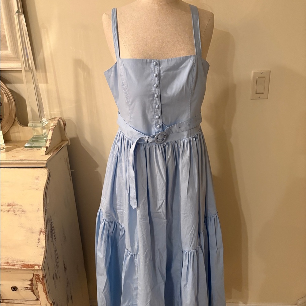 Cinq à Sept Amber Tiered Midi Dress size 8 beautiful blue starlight color - Picture 3 of 5
